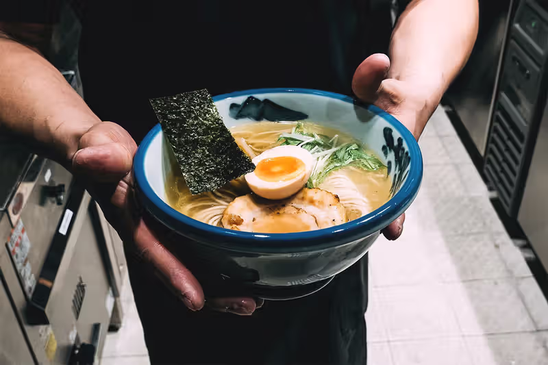 Customers enjoying ramen